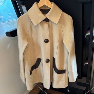 Vintage Jones New York Tan Coat with Brown Trim